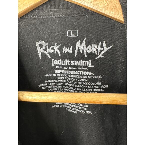 Ripple Junction Adult Swim Rick & Morty Black Crewneck Short Sleeve T-Shirt Sz L - Picture 4 of 5